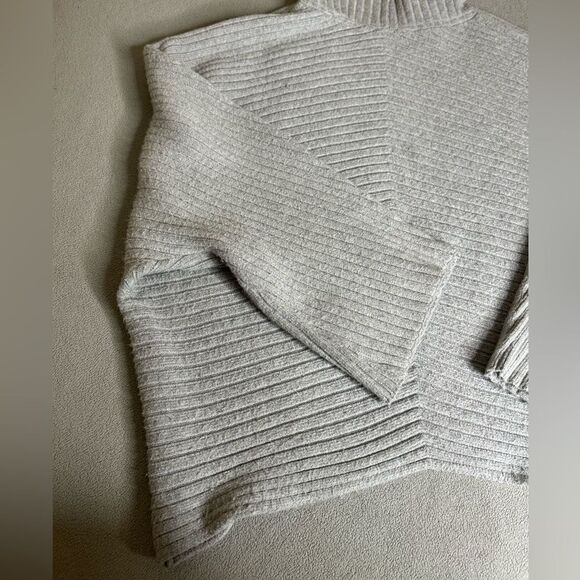 ANTHROPOLOGIE MOTH Tisbury Turtleneck Mock Neck Sweater Ribbed Gray Size XL - Picture 15 of 16